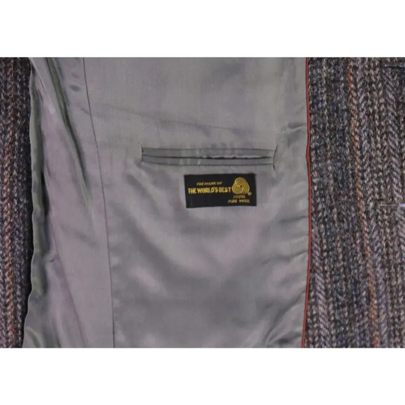 Harris Tweed JG Hook Vintage Blue/Gray Striped Heavy Scottish Wool Blazer 40R - Picture 8 of 9